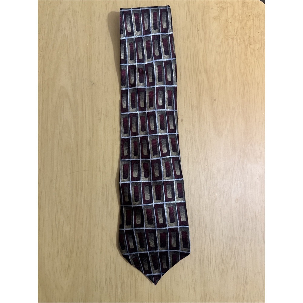 VTG Grateful‎ Dead Box-Back Nittie Tie Twentieth Century Maroon Geo 100% Silk